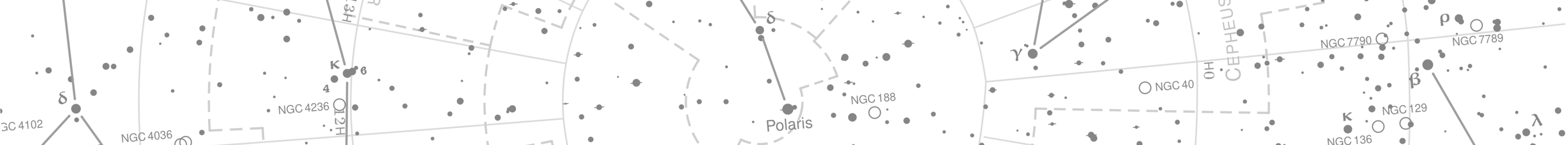 A purely ornamental image which depicts a star map, centered on the Polaris star.